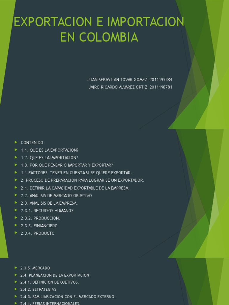 Exportacion e Importacion en Colombia Exportaciones