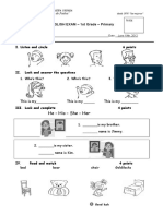 English Exam - 2 B Prim 1. Julio