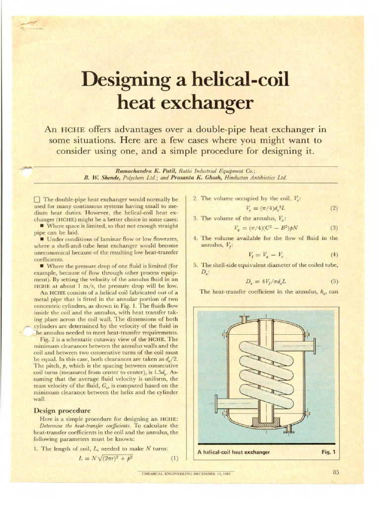 Coil Heat Exchanger PDF | PDF