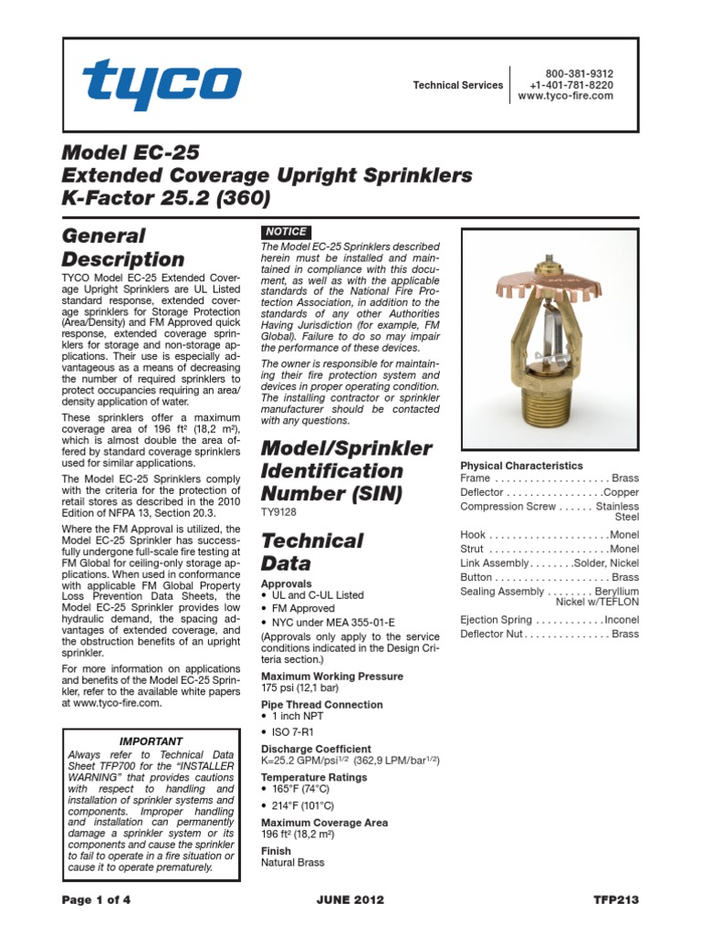 Rociador EC 25.2 Upright | PDF | Fire Sprinkler System | Building ...