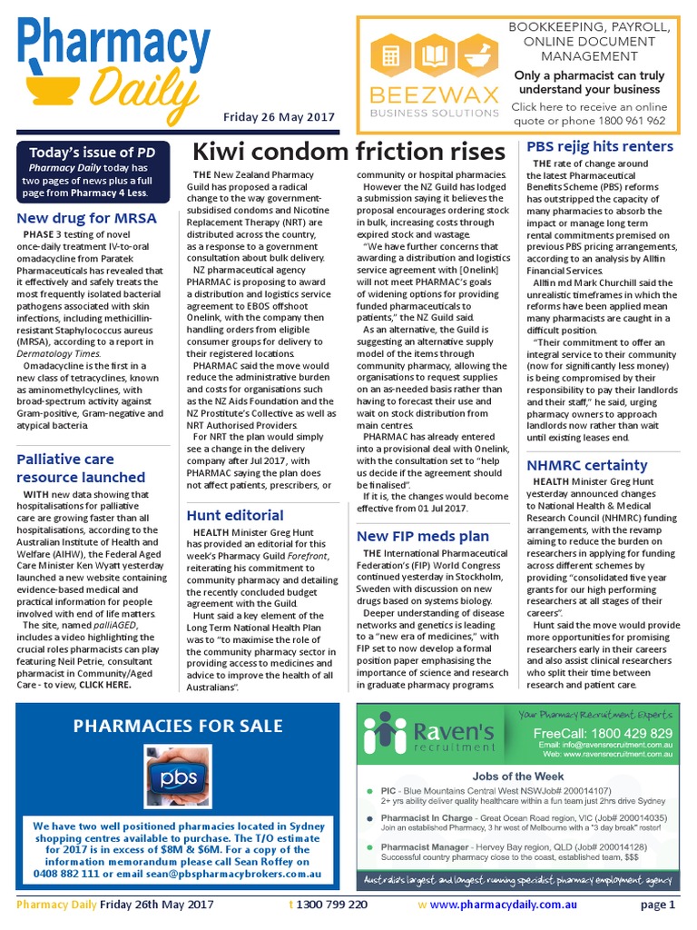 Kiwi Condom Friction Rises: Today's Issue of PD | PDF | Pharmacy ...