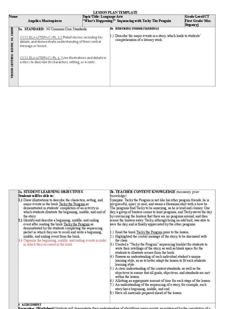 Sequencing Activities for Tacky the Penguin | PDF | Lesson Plan ...