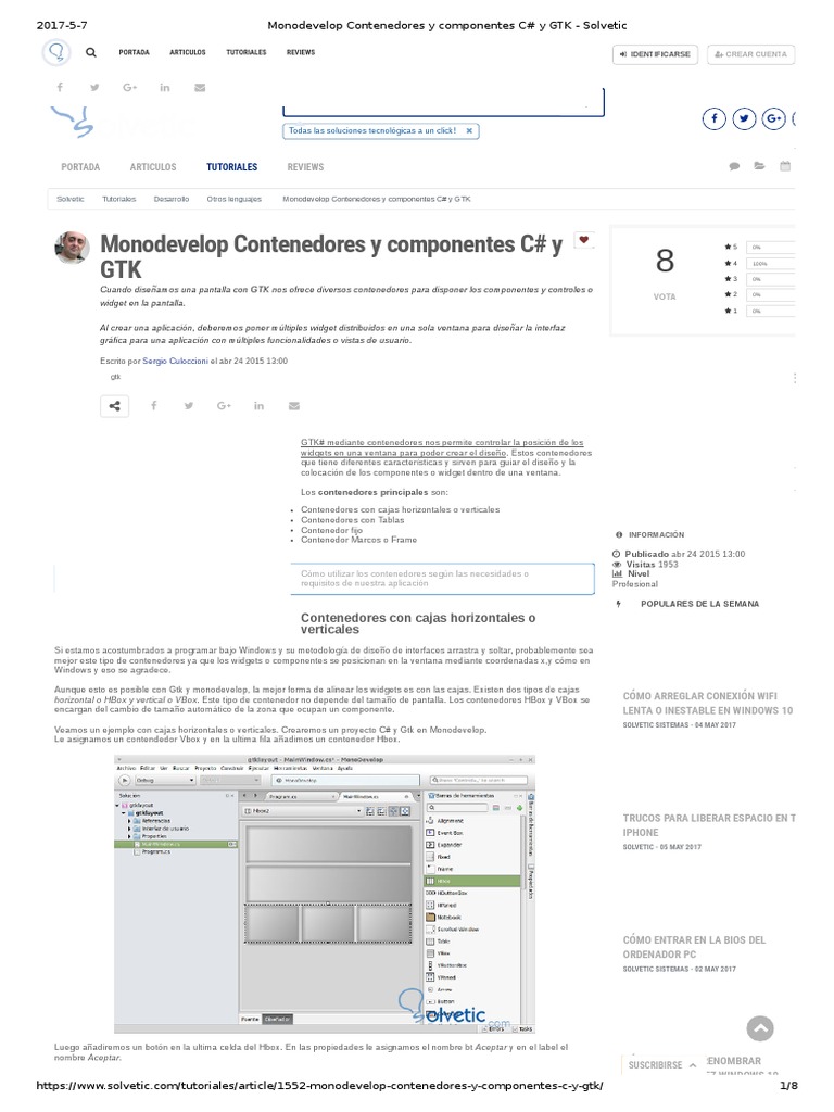 Monodevelop Contenedores y Componentes C# y GTK - Solvetic | PDF ...