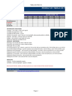 Tabela de preços de frete rodoviário fracionado