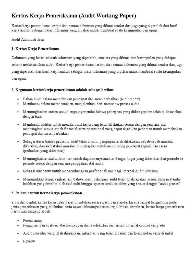 Contoh Soal Kertas Kerja Audit Piutang Mathlaul Khairiyah