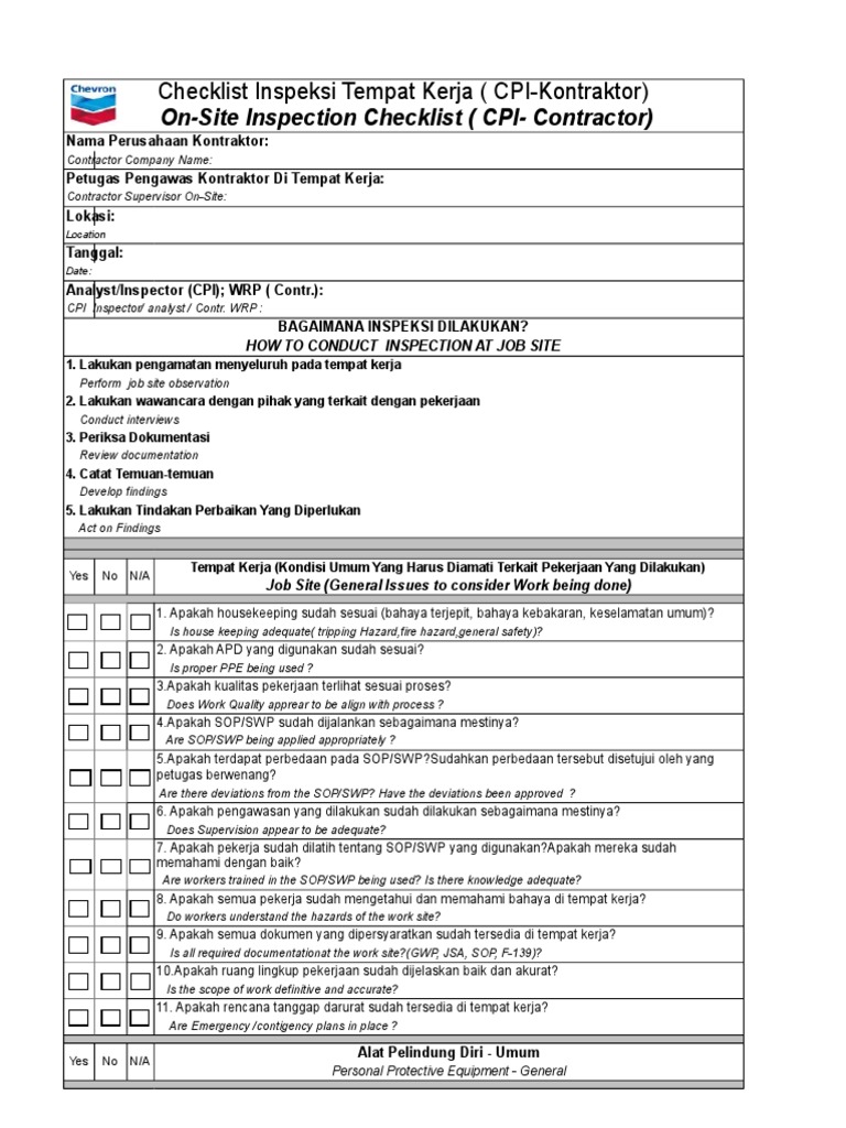 Form Checklist Inspeksi K3 Kantor | PDF | Karier & Perkembangan | Bisnis