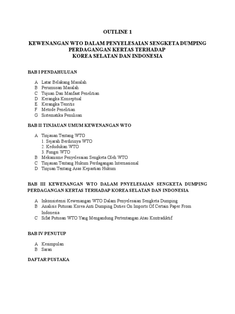 Contoh Outline Skripsi Hukum International | Pdf