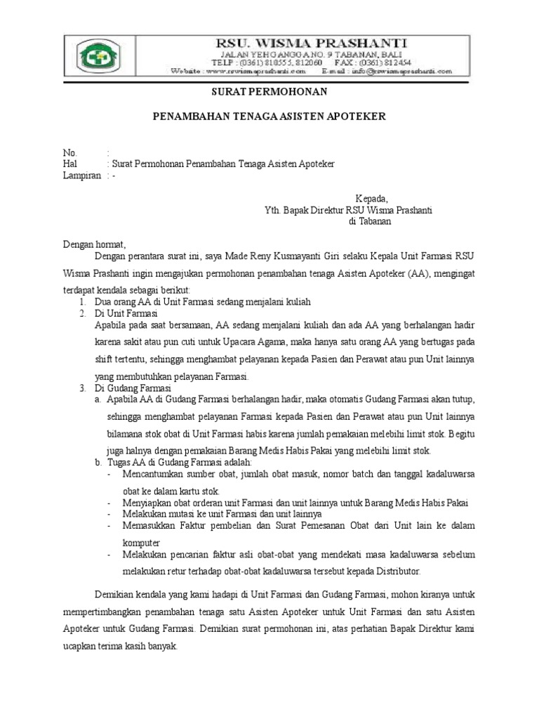 Surat Pengajuan Penambahan Karyawan PDF