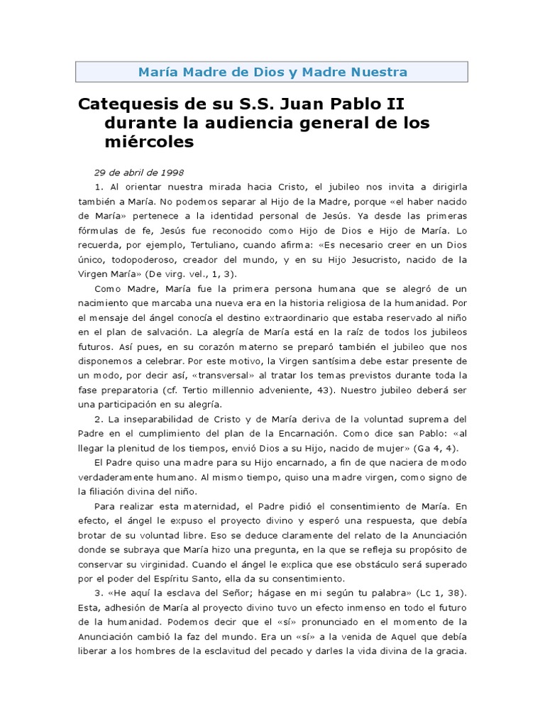 María: Madre de Dios y Nuestra Madre | PDF | María, madre de Jesús ...