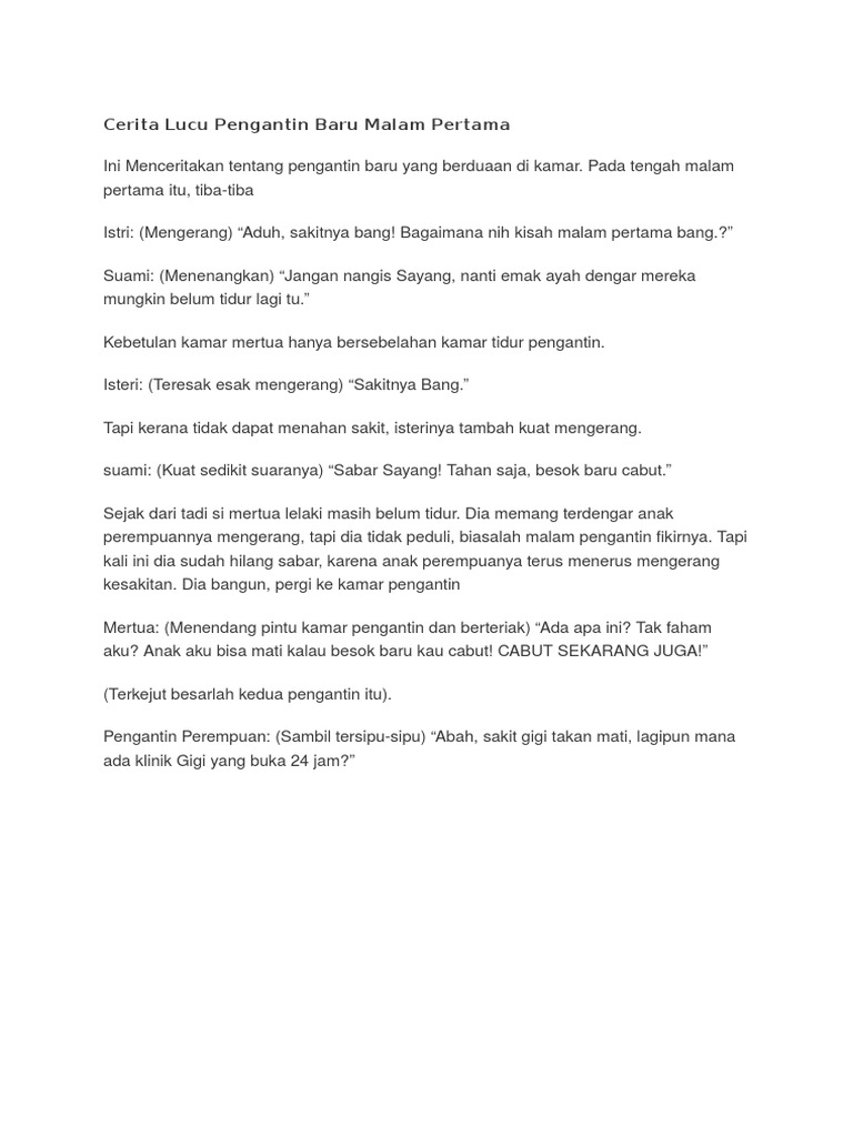 Cerita Lucu Pengantin Baru Malam Pertama Cerita Lucu Pengantin Baru Malam Pertama