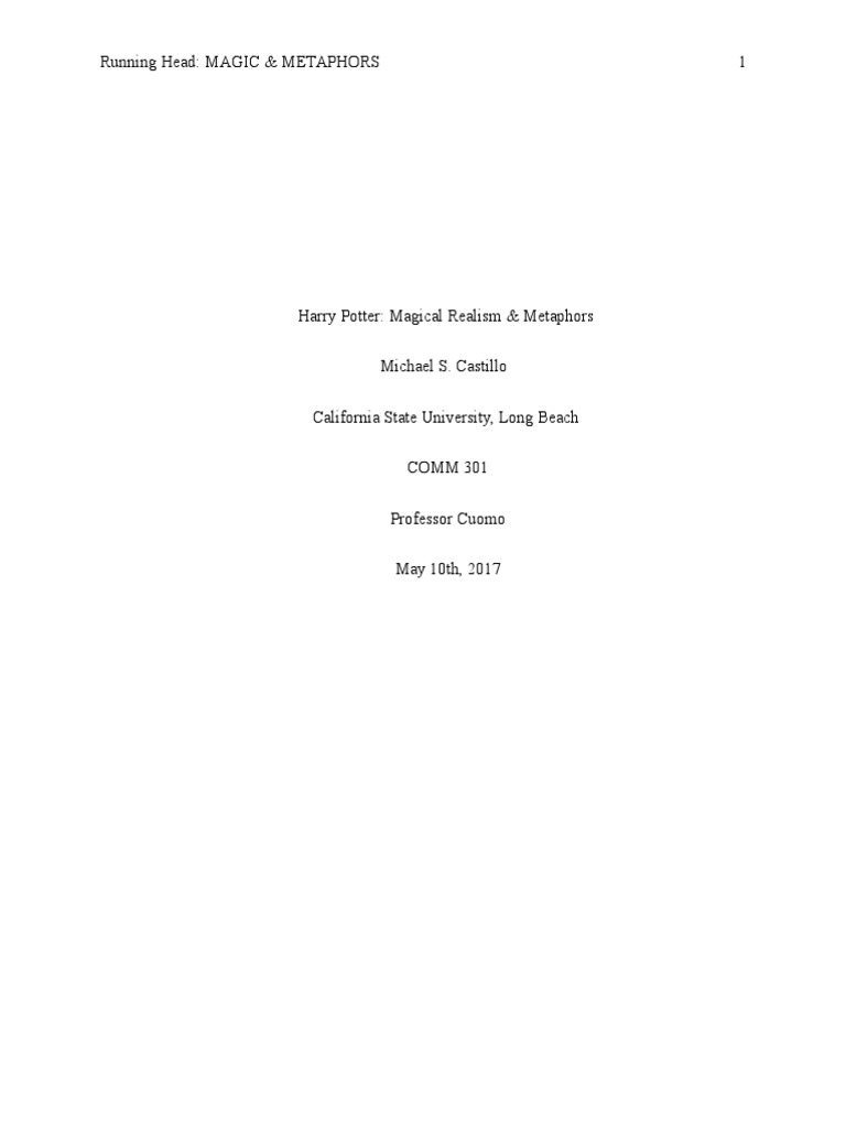Harry Potter Magic Metaphors PDF Harry Potter J. K. Rowling