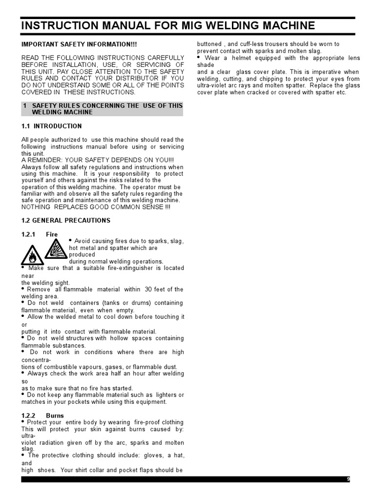 Safety Procedures for Operating a MIG Welding Machine PDF Welding