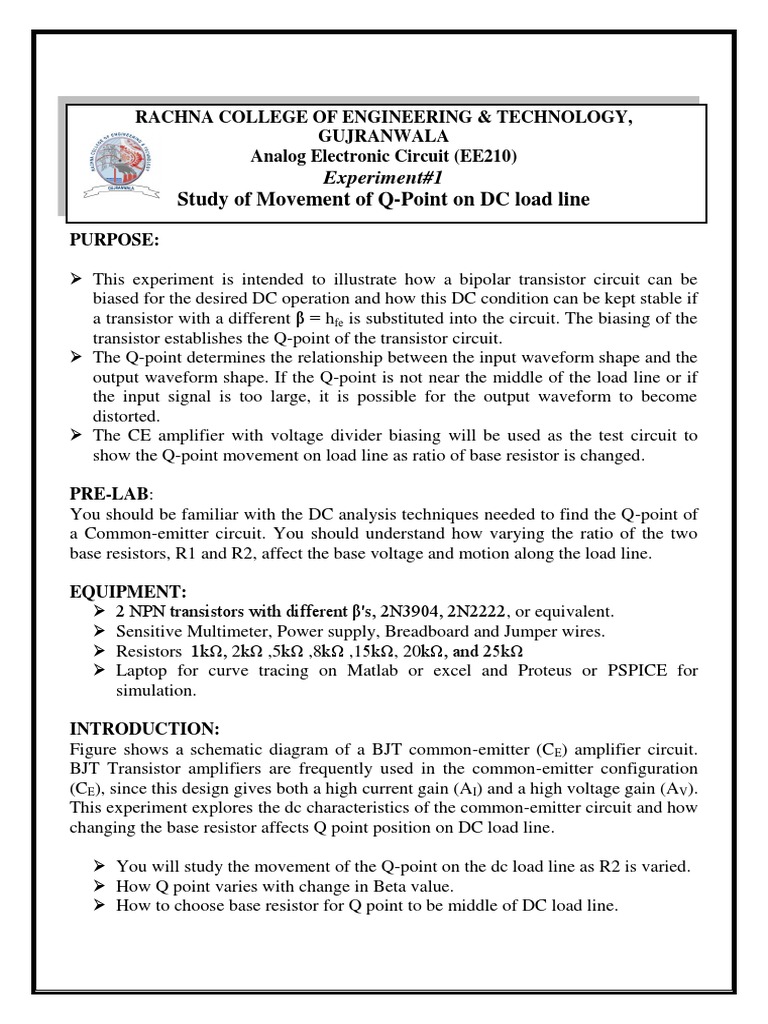 Q-Point Analysis in BJT Circuits | PDF | Bipolar Junction Transistor ...