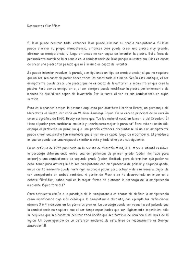 Respuestas filosóficas a la paradoja de