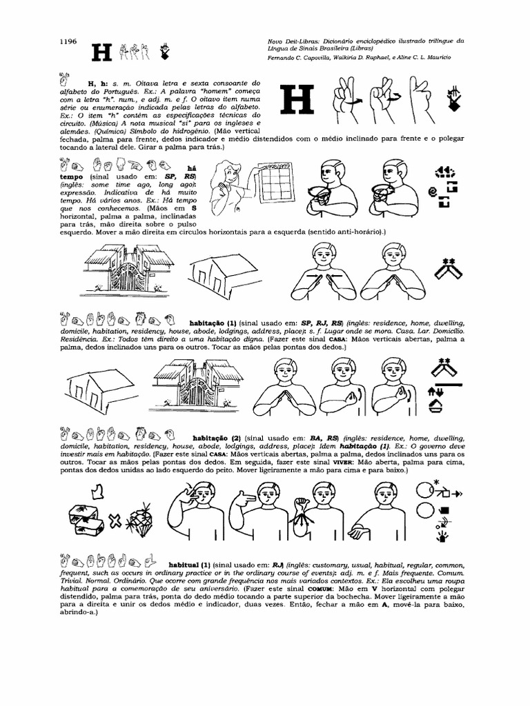 Dicionário Trilíngue Capovilla - LBS, Libras - D, PDF, Linguagem de  sinais