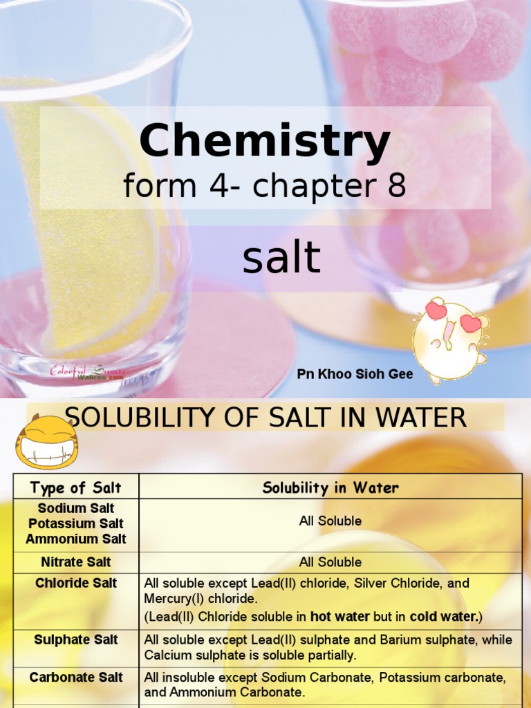 Solubility of Salts in Water | PDF | Salt (Chemistry) | Precipitation ...