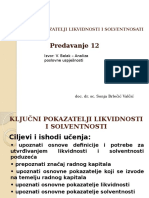 Predavanje 12. Ključni Pokazatelji Likvidnosti I Solventnosti