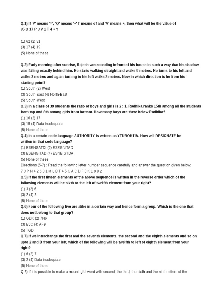 Reasoning & Mental Ability Paper | PDF | Computer File | Semiotics