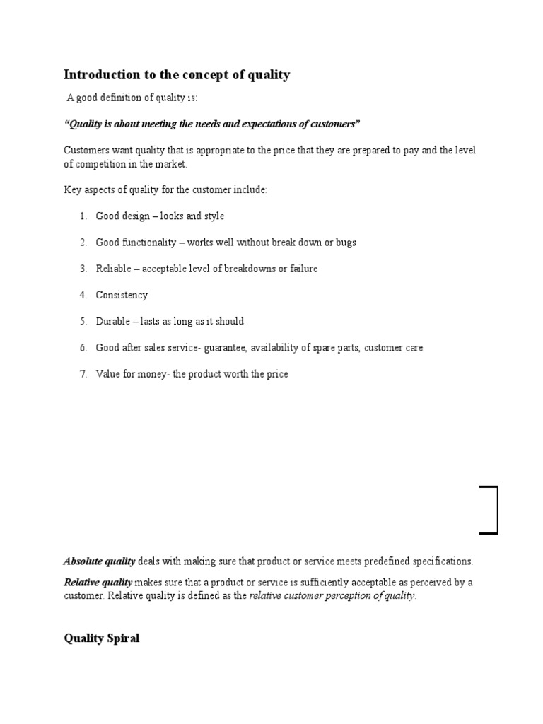 Understanding Quality Concepts | PDF | Standardization | International ...
