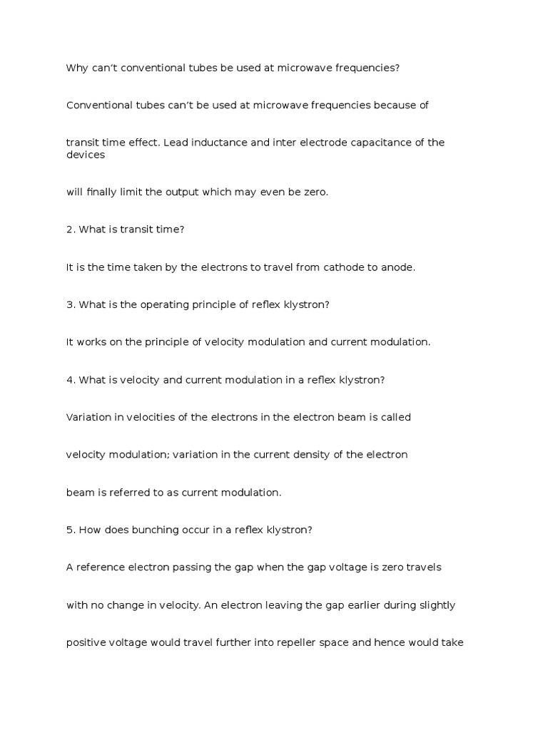 Microwave Viva Questions PDF Diode Waveguide