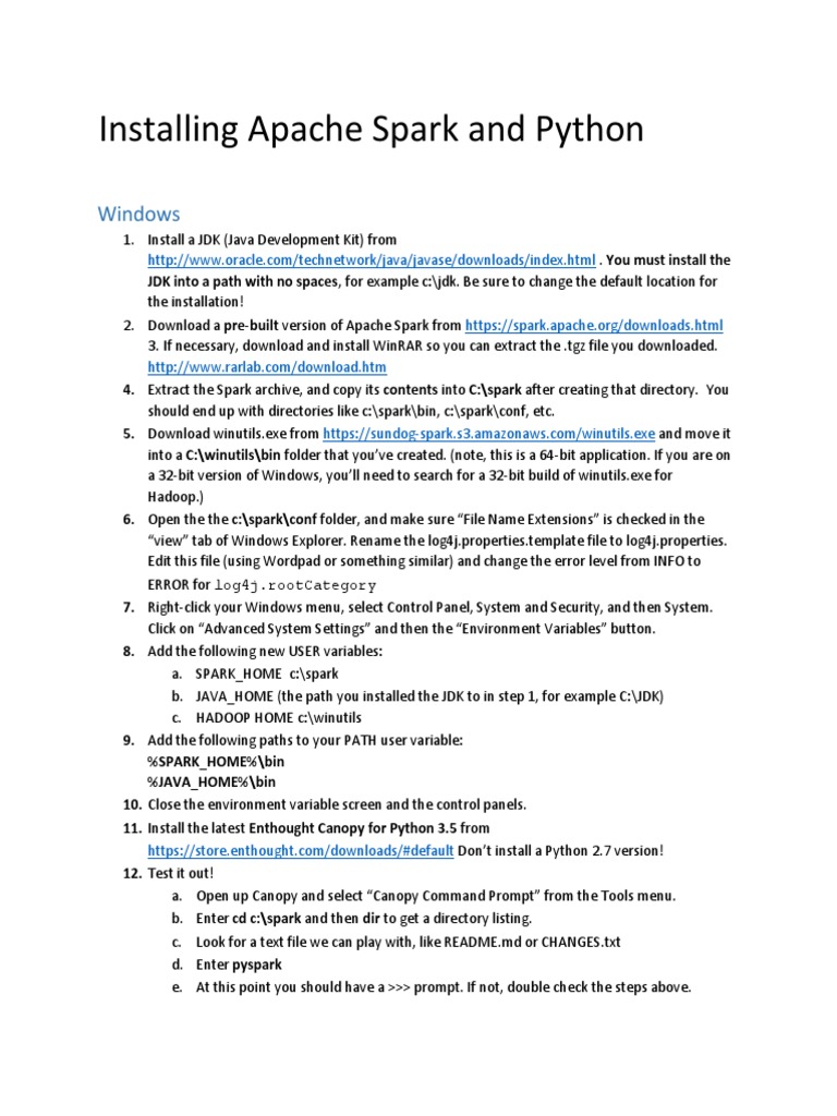 Spark Python Install | Download Free PDF | Command Line Interface ...