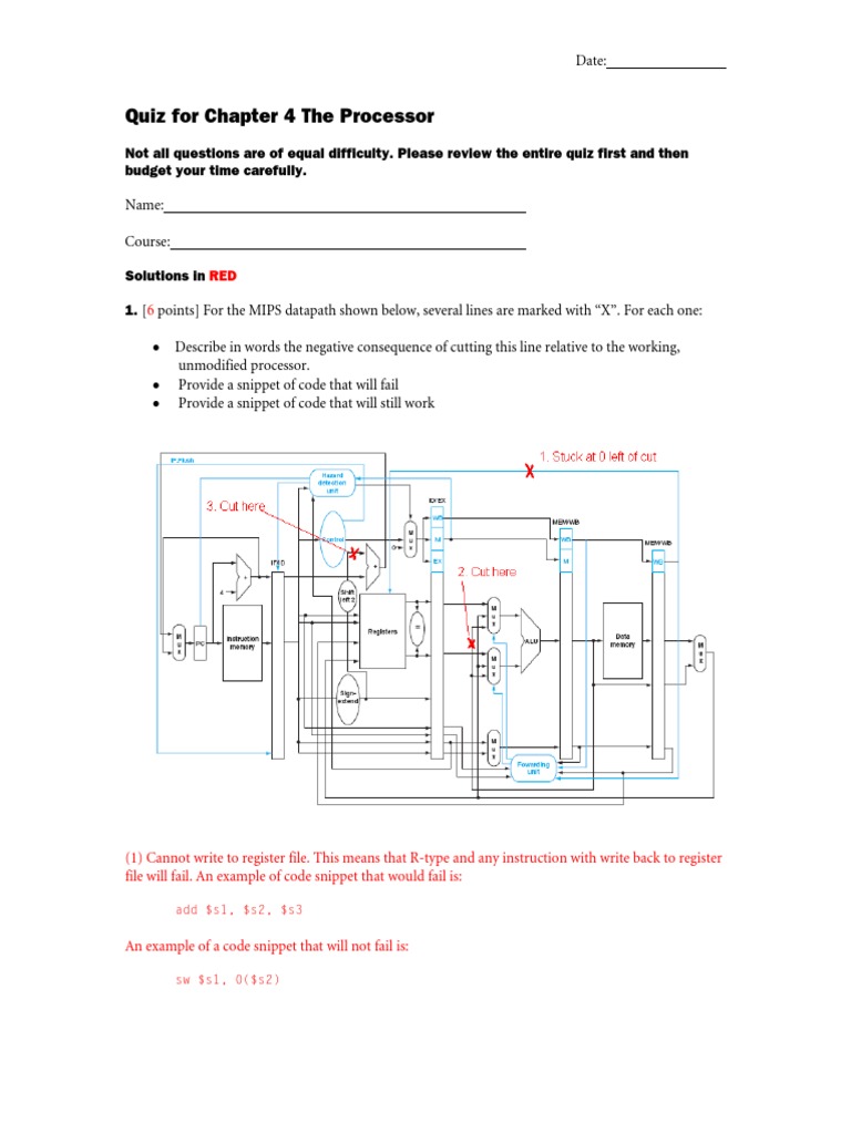 MIPS Pipeline and Forwarding Quiz | PDF | Instruction Set | Central ...