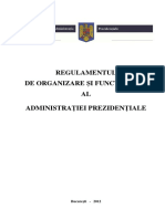 Regulamentul de Organizare Si Functionare Al Administratiei Prezidentiale