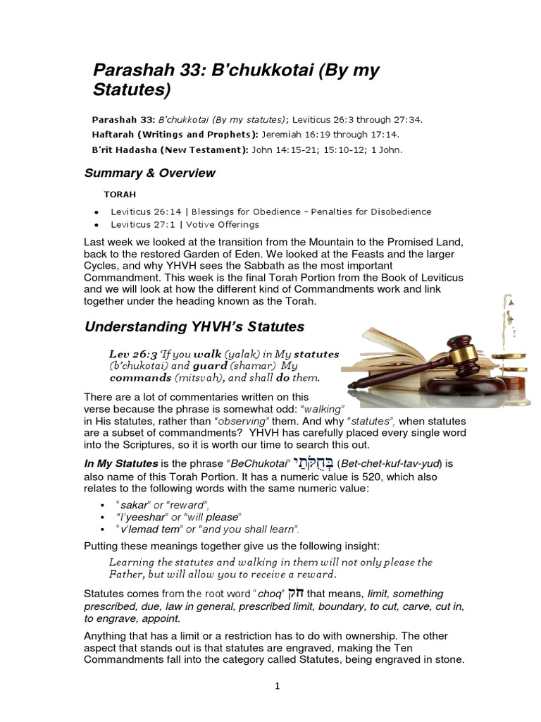 Parashah 33 B Chukkotai by My Statutes 5777 Torah Mitzvah