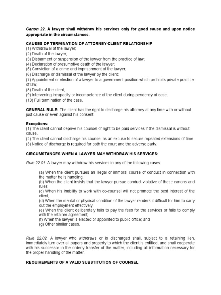 Lawyer Withdrawal Guidelines and Ethics | PDF | Disbarment | Lawyer