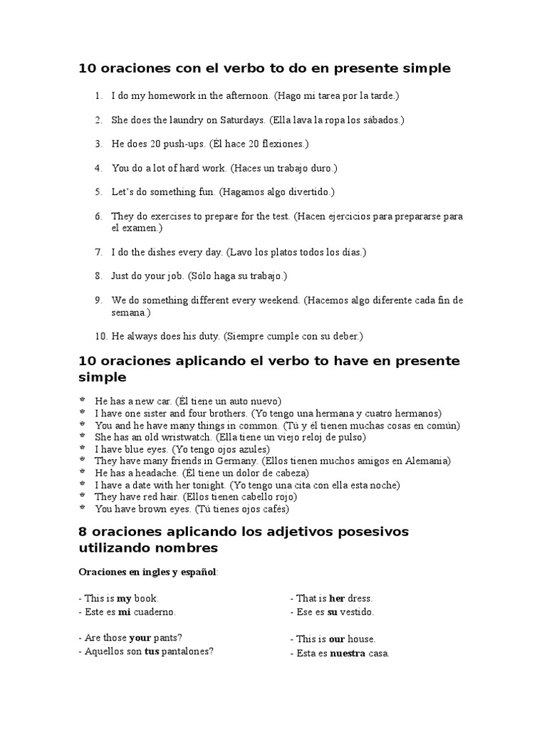 Oracion con do homework picture