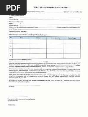 Surat Kuasa Setoran Dengan Warkat Bca Cara mengurus surat cerai di catatan sipil.