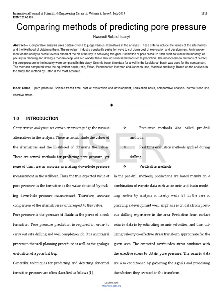 Comparing Methods of Predicting Pore Pressure | PDF | Blowout (Well ...