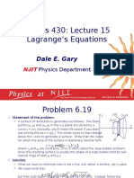 Physics 430: Lecture 15 Lagrange's Equations: Dale E. Gary