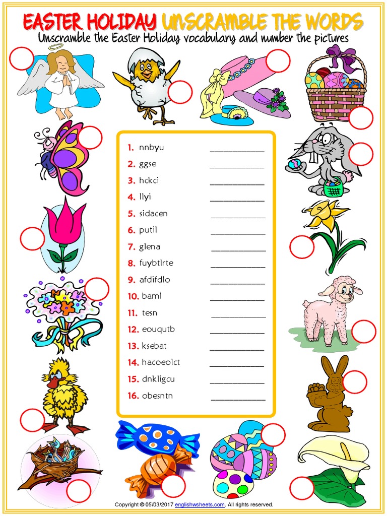 English Teaching Worksheets Easter