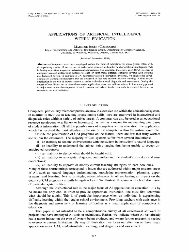 Application of Ai in Education | PDF | Expert | Learning Disability