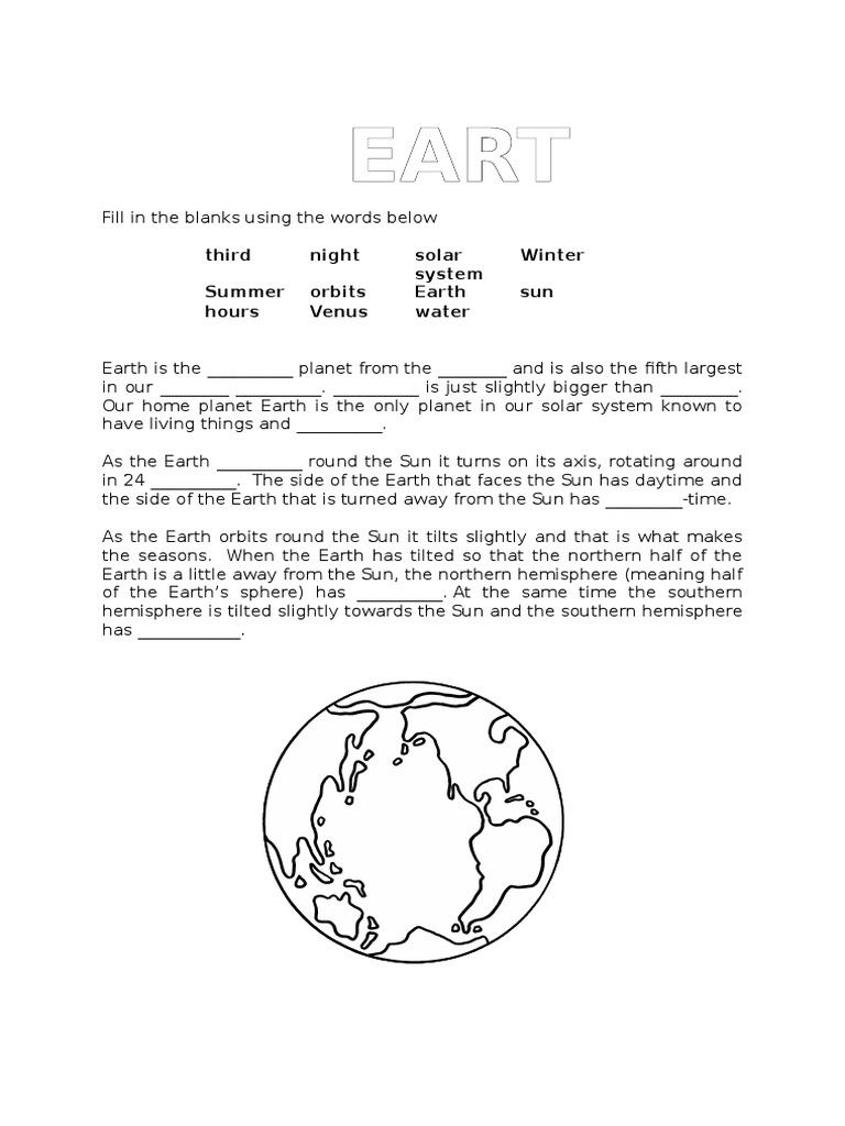 Earth Worksheet  PDF Regarding Planet Earth Freshwater Worksheet