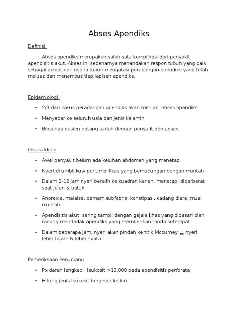 Abses Apendiks Makalah | PDF