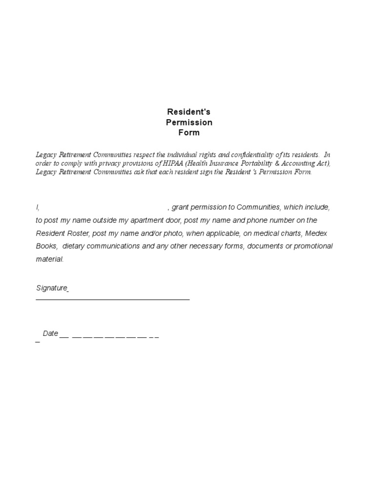 Resident's Permission Form | PDF