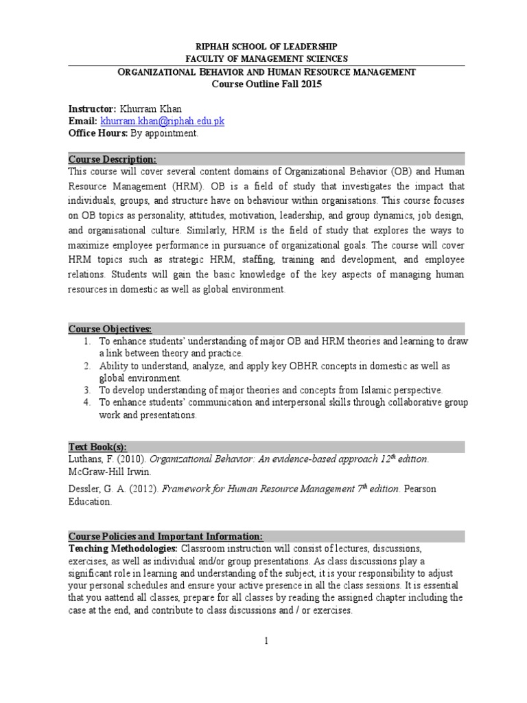 Organizational behavior course picture