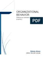 Organizational Behavior: Differences Between Perception and Prophecy