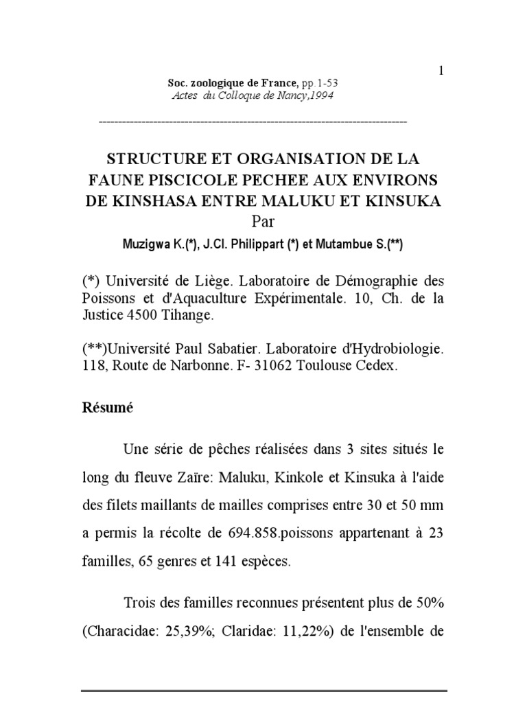 Structure de La Peche (RDC) | PDF | Kinshasa | République démocratique ...