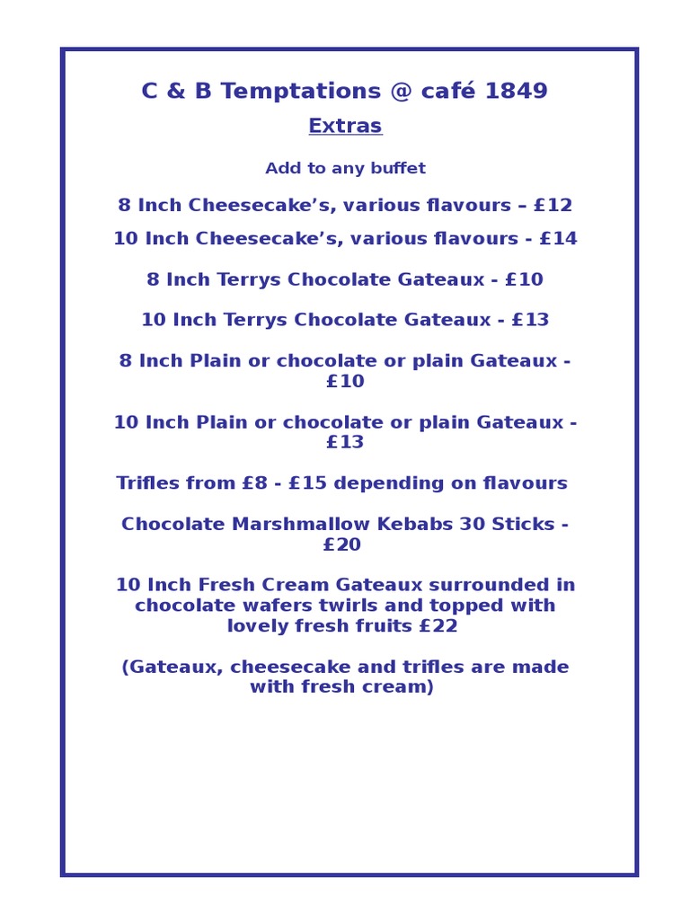 Extras For Buffet | PDF | Cooking, Food & Wine