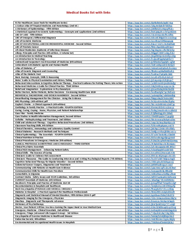 Comprehensive Medical Books List | PDF | Clinical Psychology | Psychiatry
