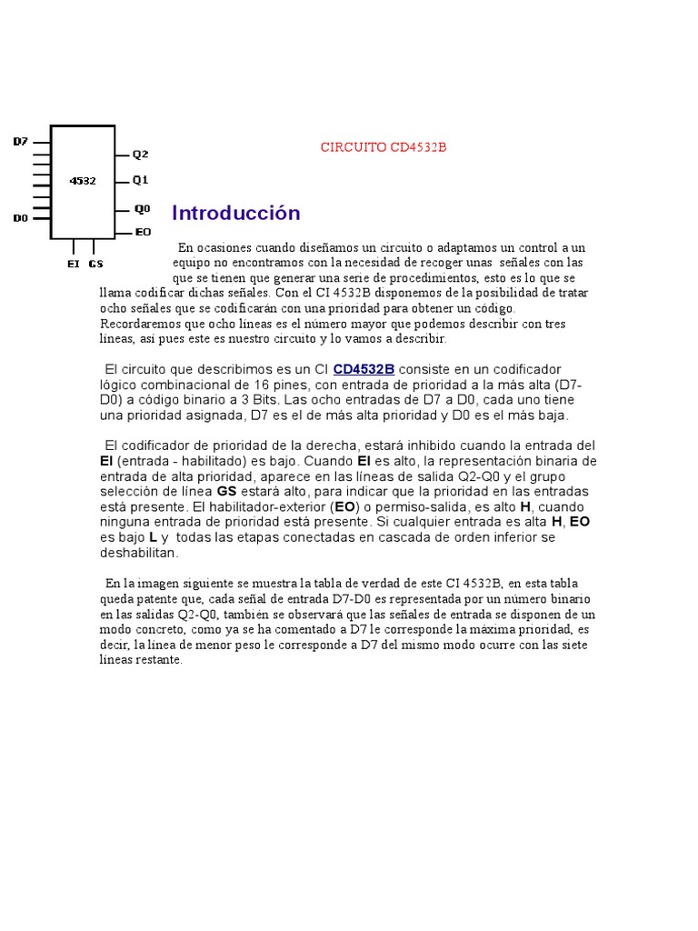 Circuito Cd4532b | PDF | Función (Matemáticas) | Ingenieria Eléctrica
