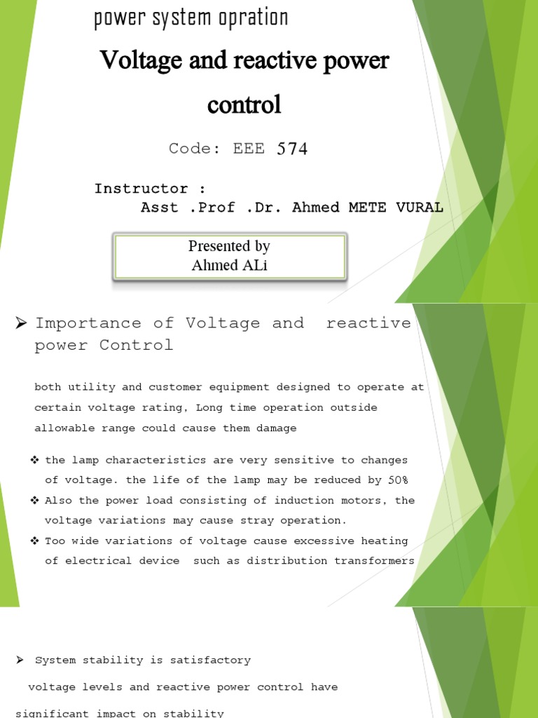 Reactive Power and Voltage Control Overview | PDF | Ac Power | Transformer