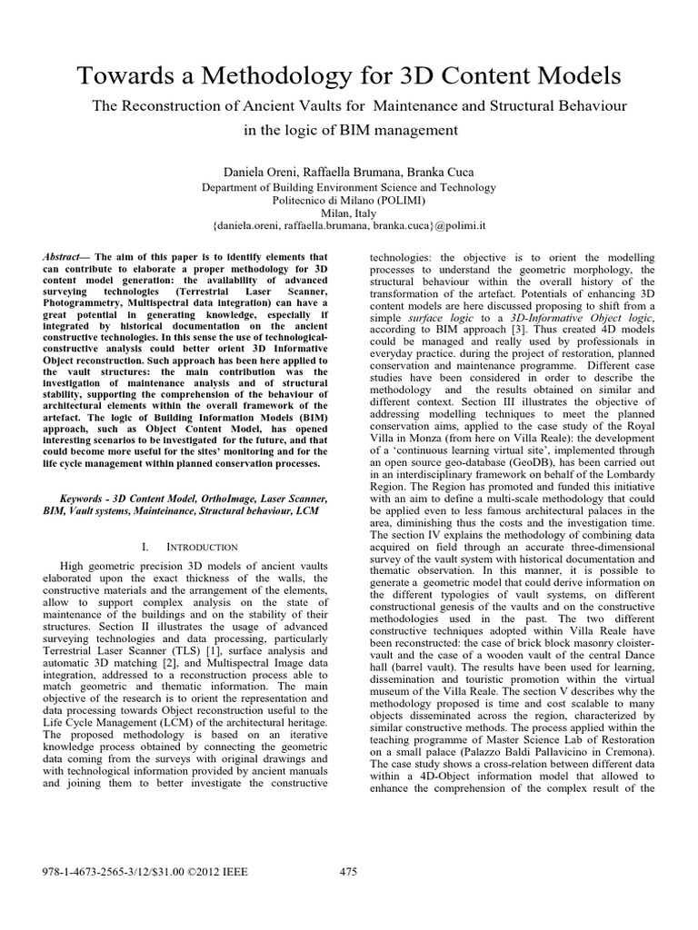 Towards A Methodology For 3D Content Models | PDF | Building ...