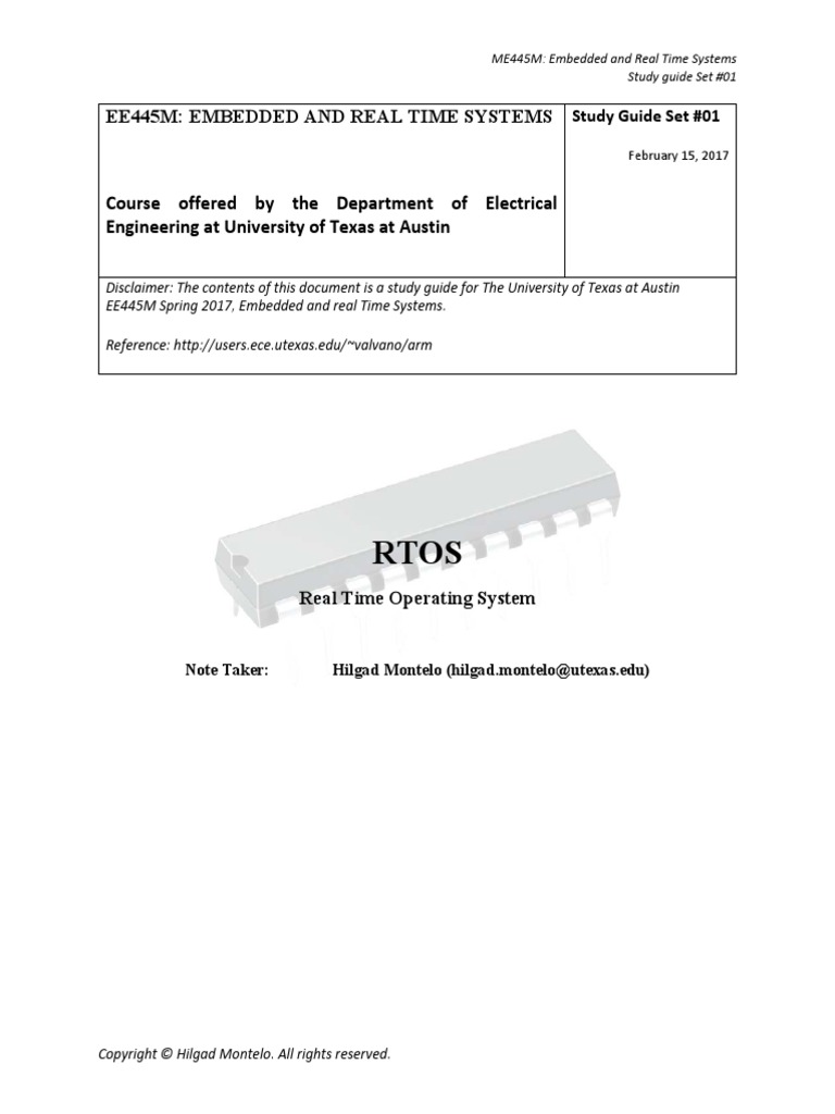 Ee445M: Embedded and Real Time Systems: Study Guide Set #01 | PDF ...