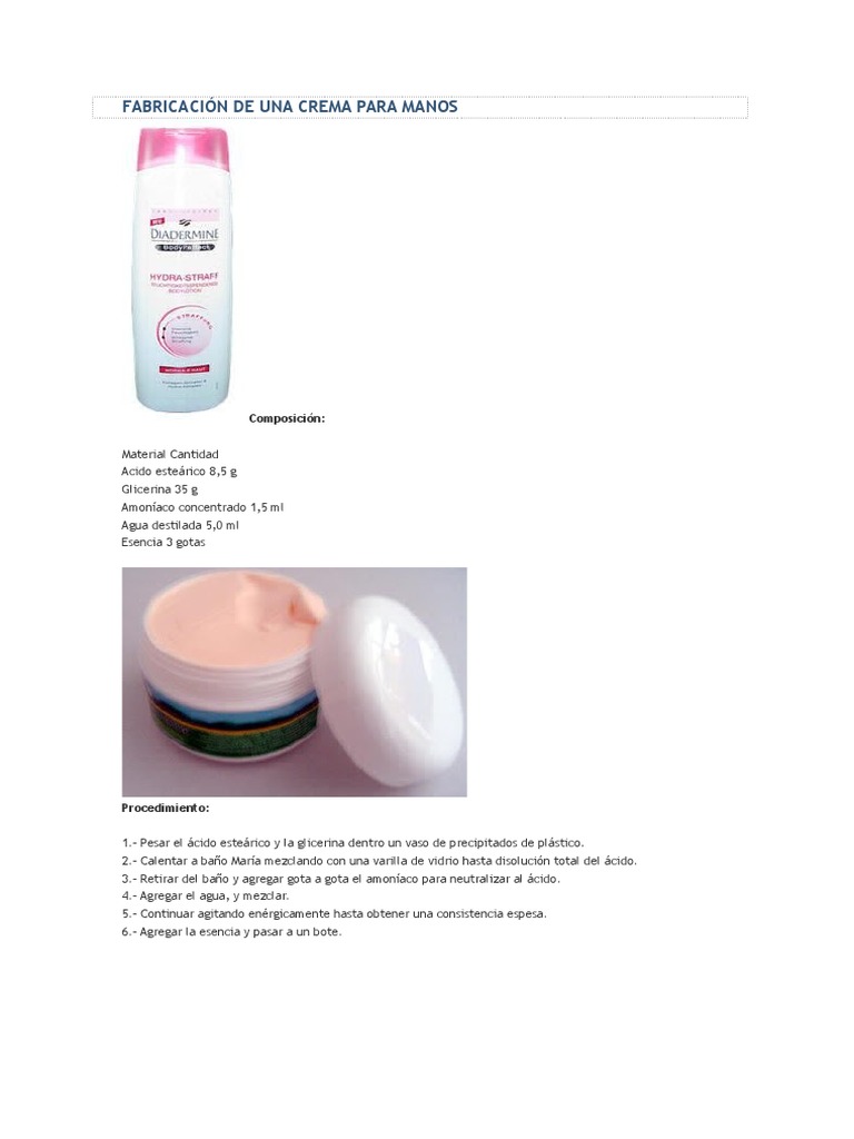Fabricación De Una Crema Para Manos