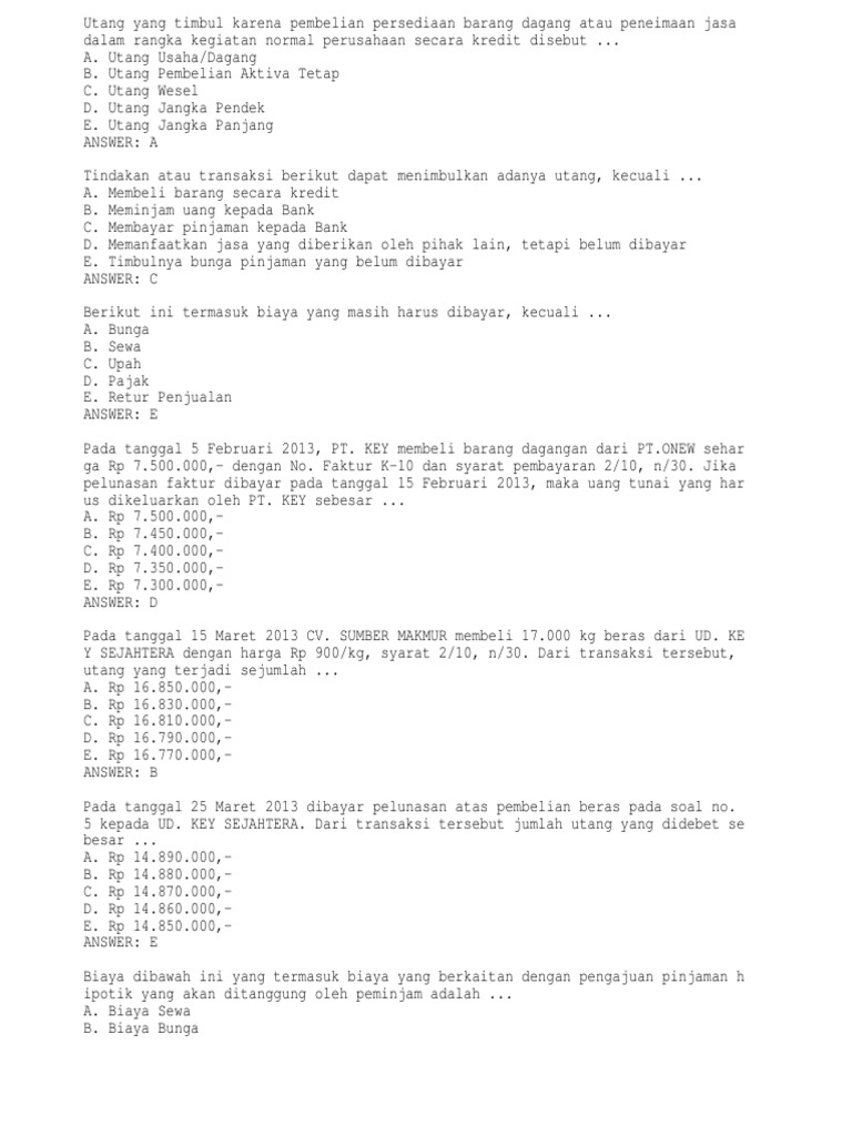Contoh Soal Utang dan Biaya | PDF | Bisnis | Pengelolaan Keuangan & Uang