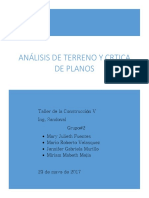 Analísis Urbanístico y Crítica de Planos